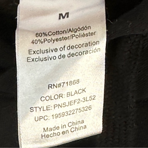 Snoopy Embroidered Licensed Women's Hoodie Black Size M Peanuts Fleece Lined - Picture 6 of 6